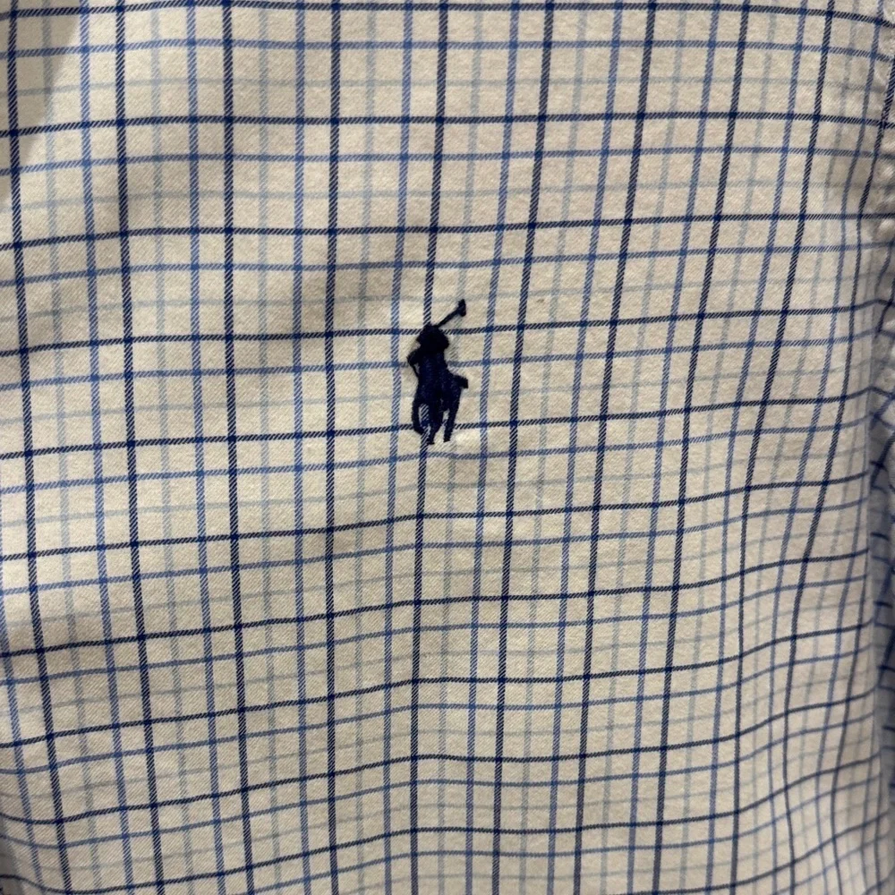 Polo by Ralph Lauren White Shirt with Blue Windowpane Plaid